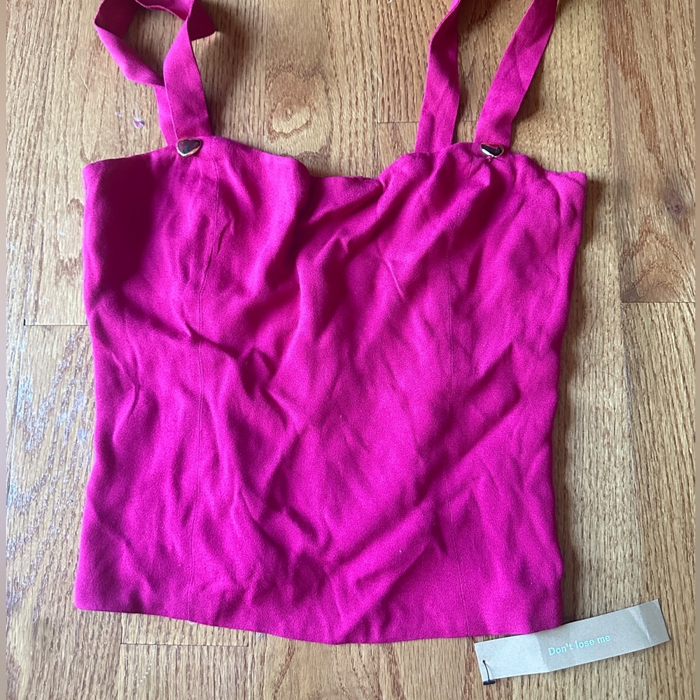 Reformation NWT sz4 hot pink gold heart tank top! Cinched waist